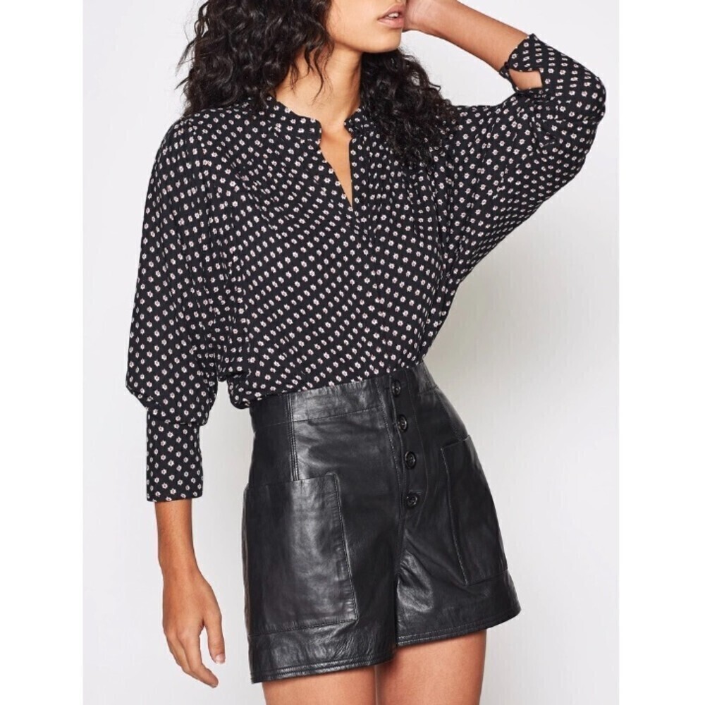 JOIE Tangia Dolman Sleeve Button Down Blouse Caviar Ikat Print Boho Lagenlook